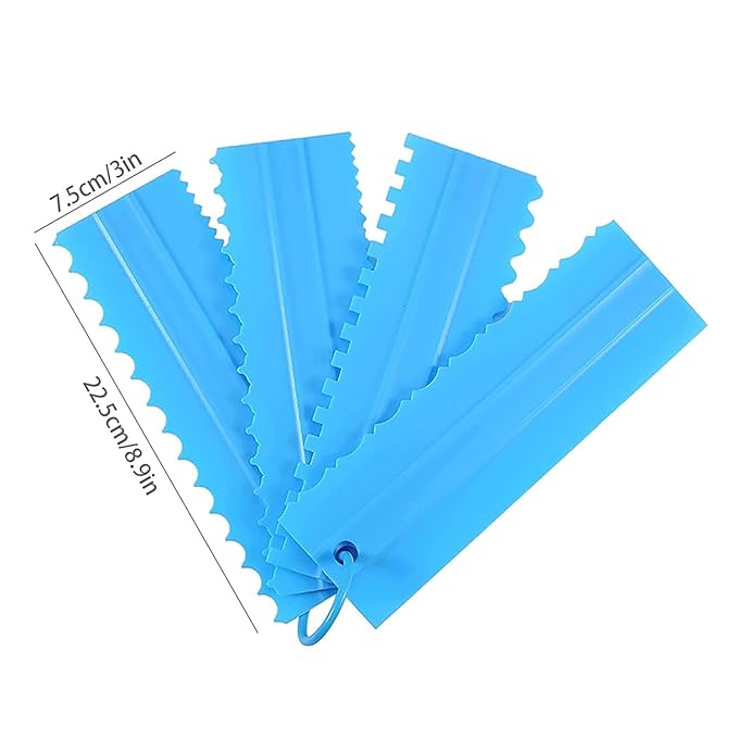 Plastic Tall Cake Scraper Cutter Tool for Icing and Decoration | Size 8.6 inch X 2.6 (4 pcs Set)