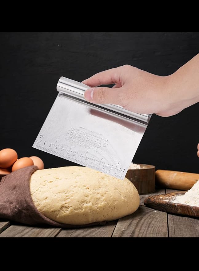 Stainless Steel Large Dough Scrapper with Stainless Steel Handle - 24 cm