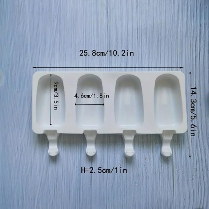 Silicone 4 Cavity Popsicle Mould, Cake sicle Mould, Homemade Popsicle/Frozen Ice Cream/Kulfi Candy