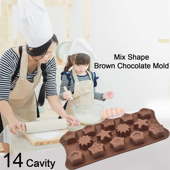 14 Cavity Mix Star Shape Brown Chocolate Mould