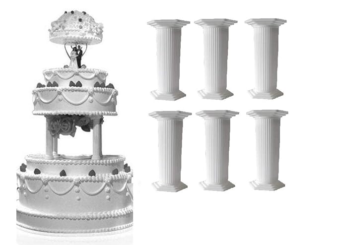 Plastic Pillars Wedding Cake Stand Fondant Tools Support Decoration. 6-Pieces
